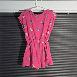 Tucker + Tate Hot Pink Short Sleeve Romper with Multicolor Print